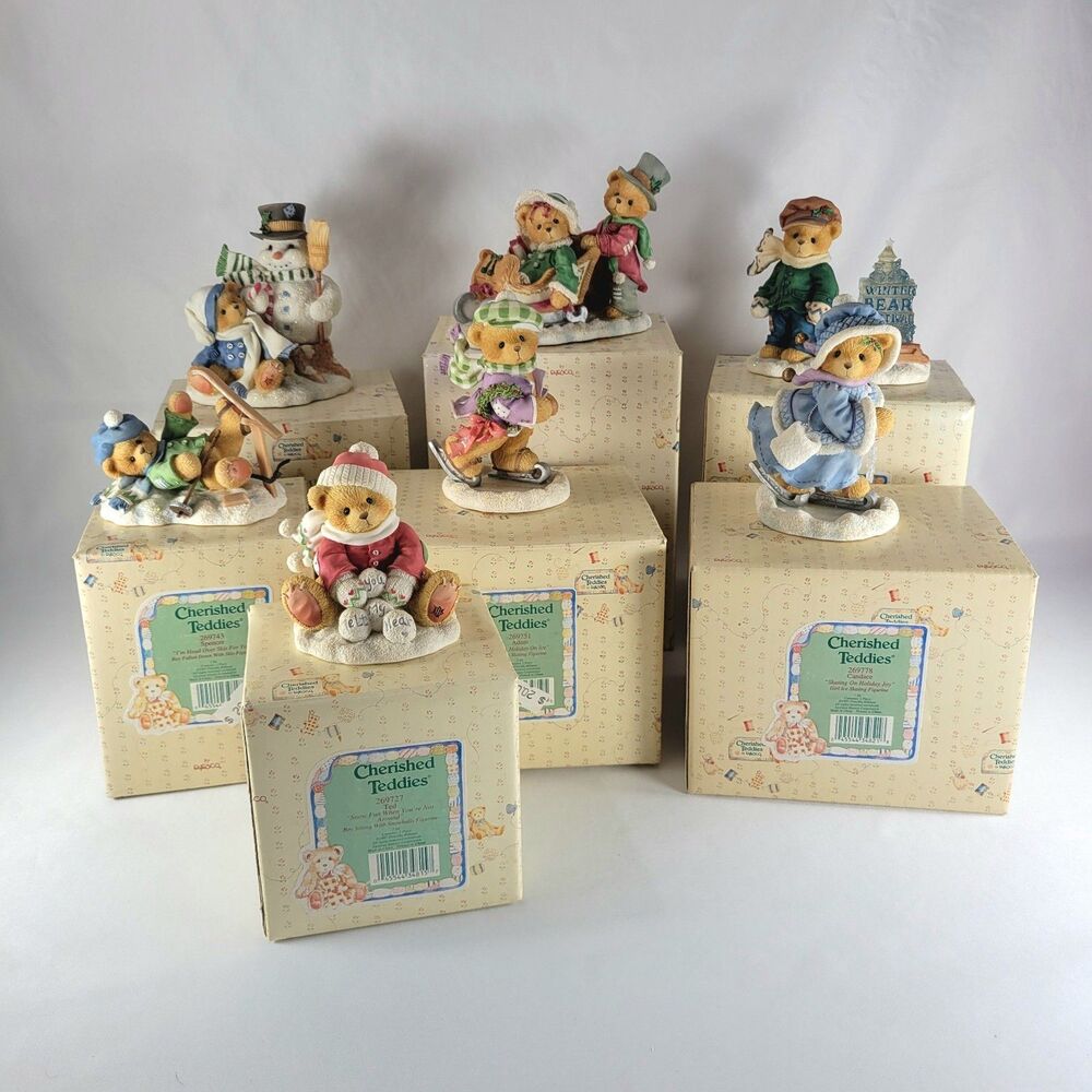 Cherished Teddies Winter Bear Festival Christmas Holiday Set Lot Adam James READ